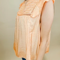 Ces Femme Tops Charlie Chambray Ruffle Top