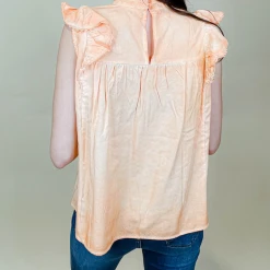 Ces Femme Tops Charlie Chambray Ruffle Top