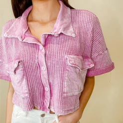 Bucket List Lee Waffle Knit Top Tops