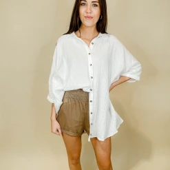 Umgee Merritt Smocked Satin Shorts Bottoms