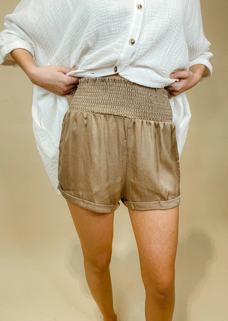 Umgee Merritt Smocked Satin Shorts - Women's Comfortable & Stylish Bottoms 4 Umgee Merritt Smocked Satin Shorts Bottoms