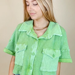 Bucket List Lee Waffle Knit Top Tops