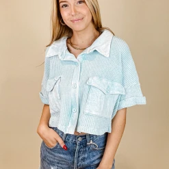 Bucket List Lee Waffle Knit Top Tops
