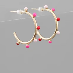 Golden Stella Jewelry Colorful Beaded Hoop Earrings