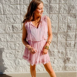 Adrienne Dresses Carson Sleeveless Ruffle Dress