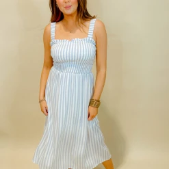 She + Sky Barbara Striped Midi Dress