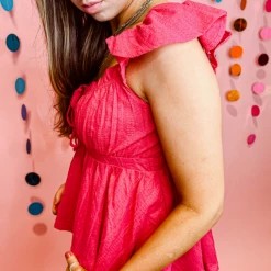 &Merci Tops Donna Flutter Sleeve Peplum Top