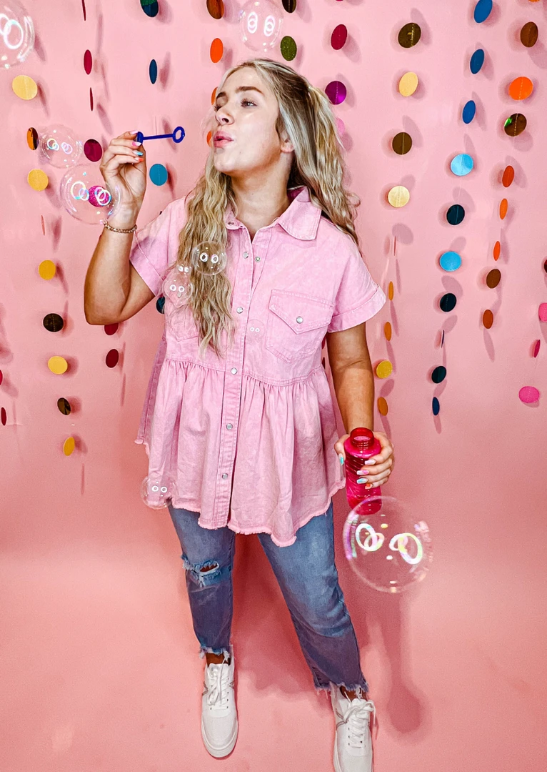 Entro Tops Avery Button Up Peplum Top - Stylish Women's Blouse for Casual & Office Wear 3 Entro Tops Avery Button Up Peplum Top