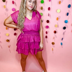 Adrienne Dresses Aubrey Metallic Smocked Dress