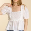 Umgee Trinity Cotton Peplum Top - Stylish Women's Casual Blouse 1 Umgee Trinity Cotton Peplum Top