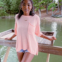 White Birch Kimberly Oversized Lightweight Knit Top Tops