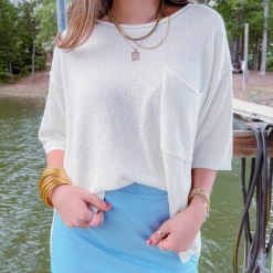 White Birch Kimberly Oversized Lightweight Knit Top Tops