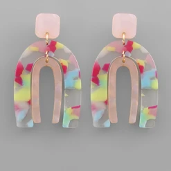 Golden Stella Jewelry Enamel Arch Earrings