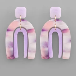 Golden Stella Jewelry Enamel Arch Earrings