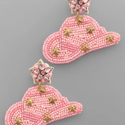 Golden Stella Jewelry Beaded Cowboy Hat Earrings