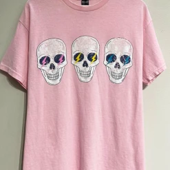 Sweet Claire Inc Tops Skulls Mineral Wash Tee