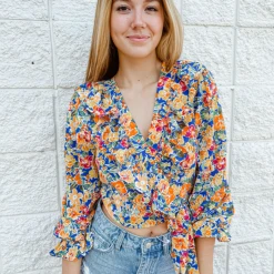 2.7 August Apparel Tops Maui Floral Wrap Top