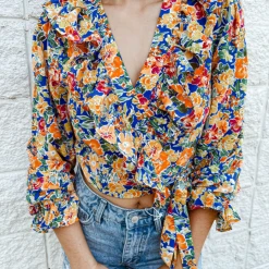 2.7 August Apparel Maui Floral Wrap Top - Long Sleeve Blouse for Women 9 2.7 August Apparel Tops Maui Floral Wrap Top