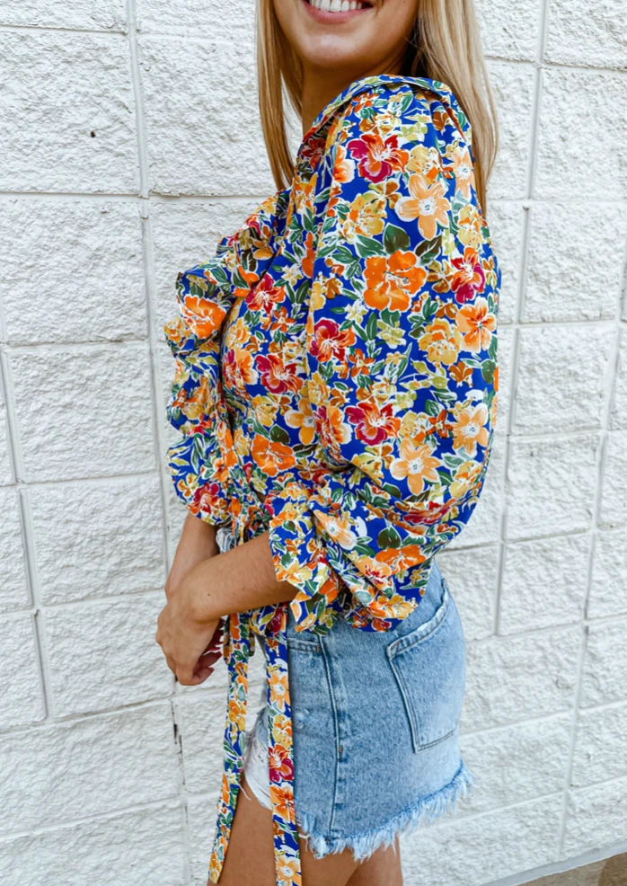 2.7 August Apparel Maui Floral Wrap Top - Long Sleeve Blouse for Women 6 2.7 August Apparel Tops Maui Floral Wrap Top