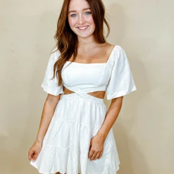 She + Sky Katie Linen Cut Out Dress Dresses