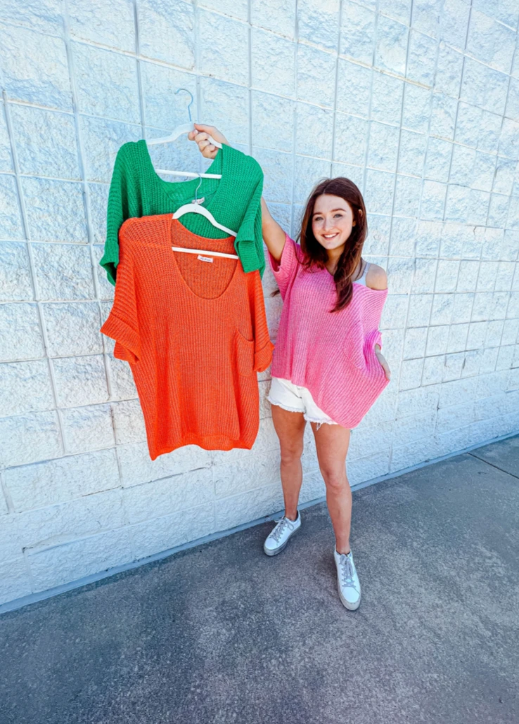 Ces Femme Coral Oversized Knit Top - Soft & Stylish Women's Tops 3 Ces Femme Coral Oversized Knit Top Tops