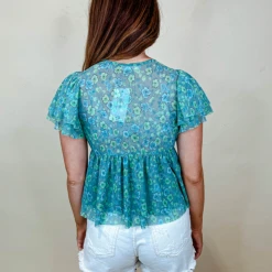 Ces Femme Lauren Mesh Floral Top