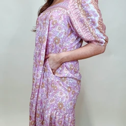 THML Dresses Lillian Floral Midi Dress - Women's Elegant Summer Dress 8 THML Dresses Lillian Floral Midi Dress