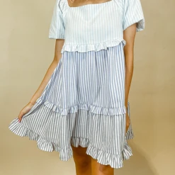 BiBi Katie Striped Ruffle Dress