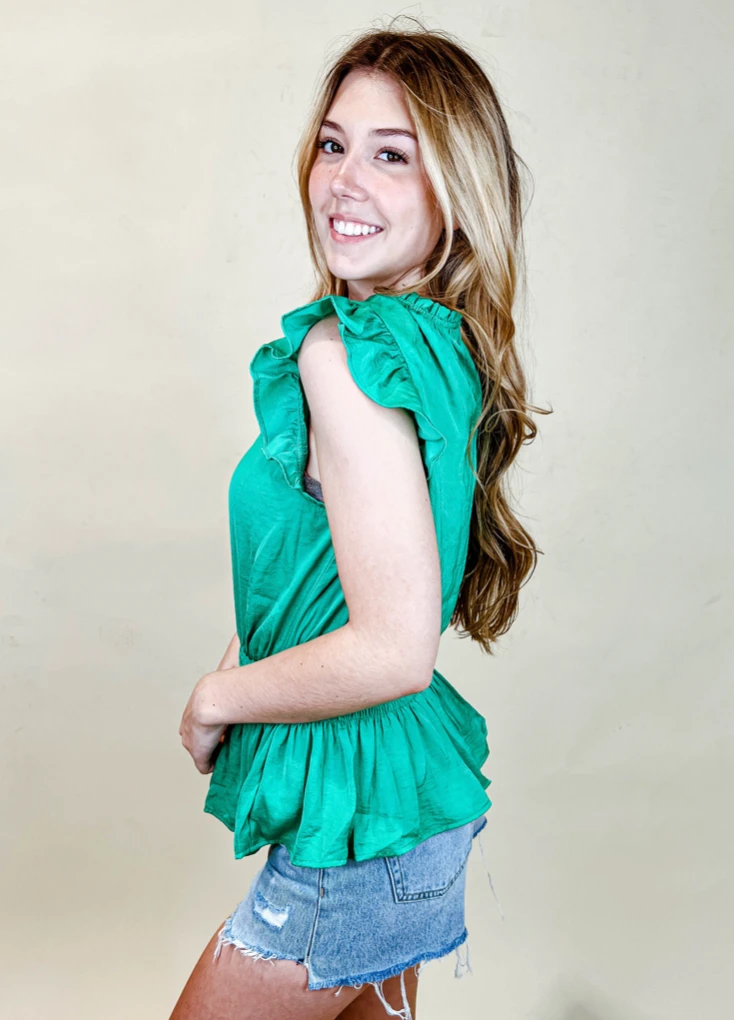 Glam Tops Julia Smocked Ruffle Sleeveless Top - Women's Chic Summer Blouse 4 Glam Tops Julia Smocked Ruffle Top