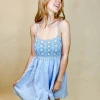 Blue Blush Carly Crochet Babydoll Dress