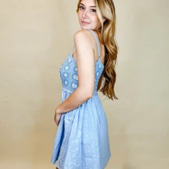 Blue Blush Carly Crochet Babydoll Dress