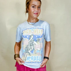 Lotus Fashion Wild West Rodeo Vintage Wash Tee Tops