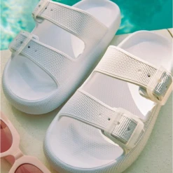 LA Shoe King Scarlett Double Strap Slides Shoes