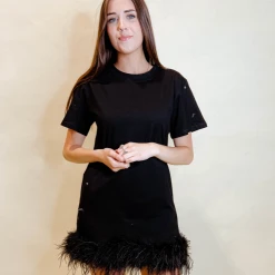 La' Ros Soho Feather Trim Dress Game Day Collection