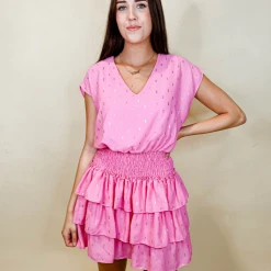 Adrienne Dresses Aubrey Metallic Smocked Dress - Elegant Women's Party Dress 12 Adrienne Dresses Aubrey Metallic Smocked Dress