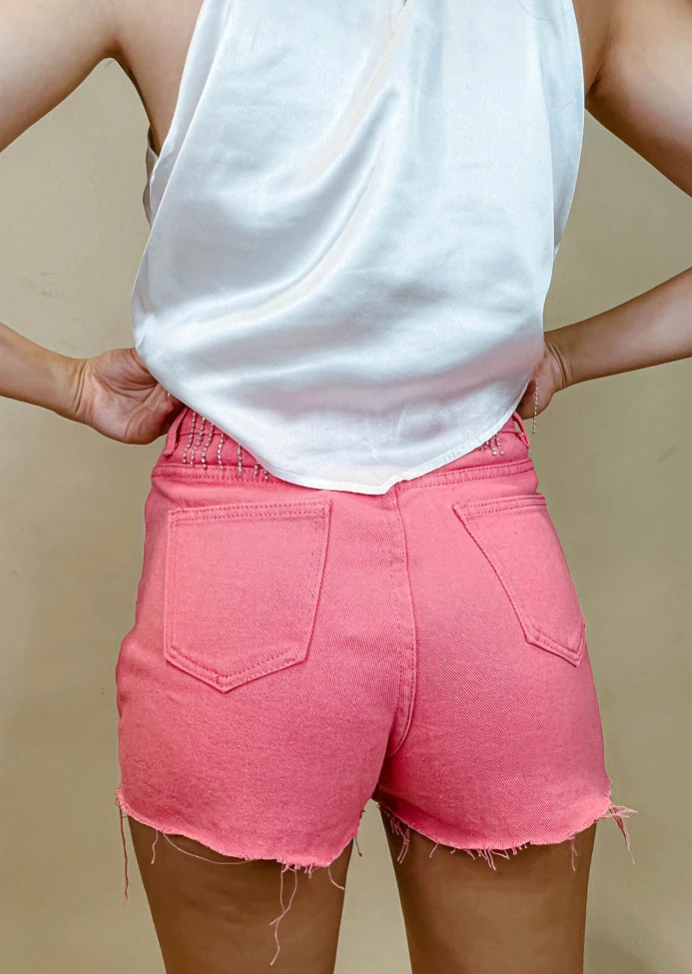 Blue B Bottoms Open Spaces Rhinestone Denim Shorts - Stylish Women's High-Waisted Shorts 5 Blue B Bottoms Open Spaces Rhinestone Denim Shorts