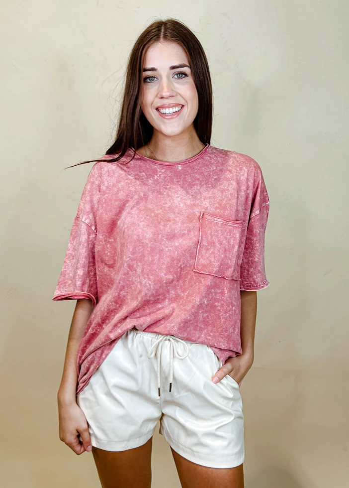 Zenana Vivian Acid Wash Boyfriend Tee Tops - Stylish Casual Women's Top 4 Zenana Vivian Acid Wash Boyfriend Tee Tops