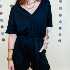 Zenana Clear Skies V-Neck Romper