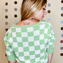 Entro Veronica Checkered Knit Top Tops