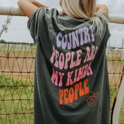 Charlie Southern Country People Are My Kinda People Tee Tops