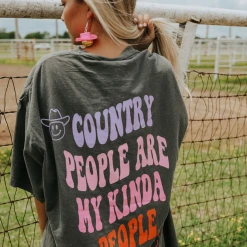 Charlie Southern Country People Are My Kinda People Tee Tops