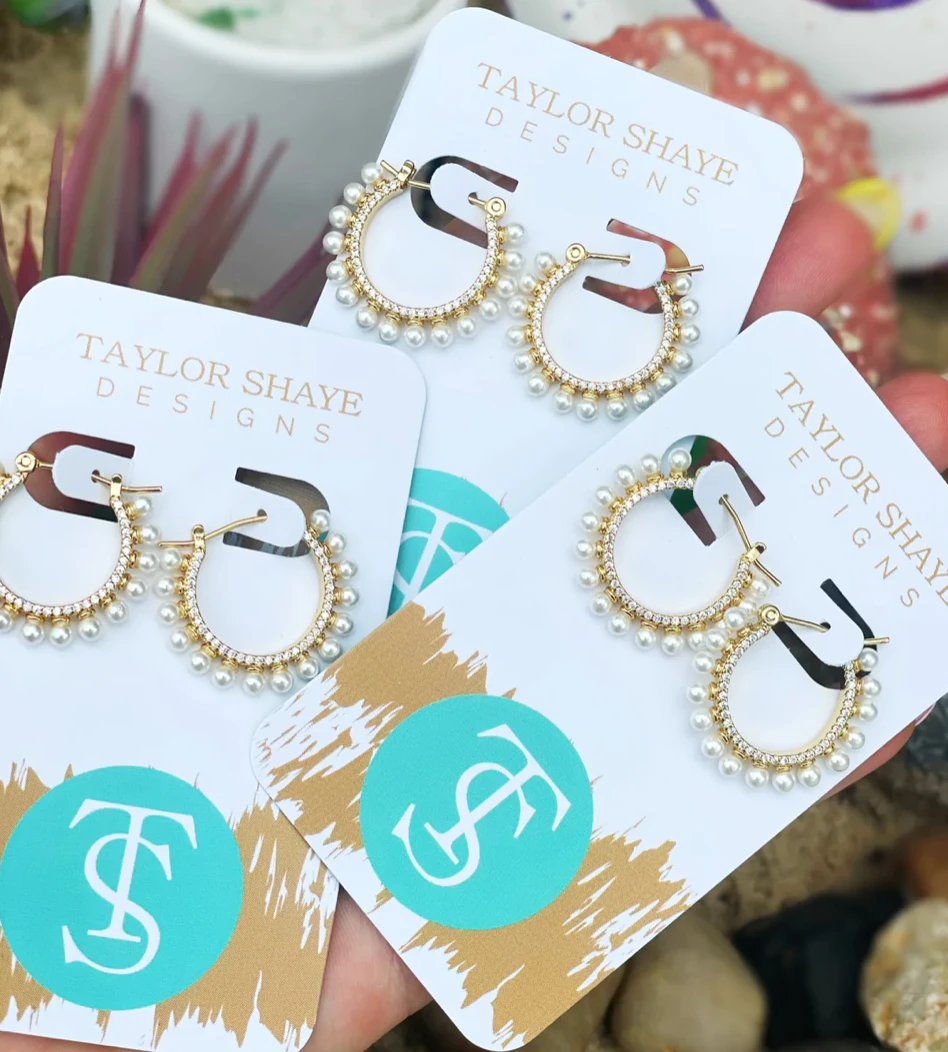 Taylor Shaye Designs Polly Pearl Small Hoop Earrings | Elegant Jewelry for Women 3 Taylor Shaye Designs Jewelry Polly Pearl Small Hoops