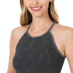Zenana Sassy Ribbed Crop Top Tops