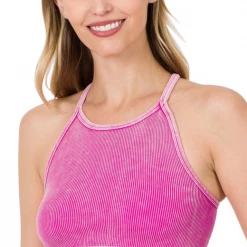 Zenana Sassy Ribbed Crop Top Tops