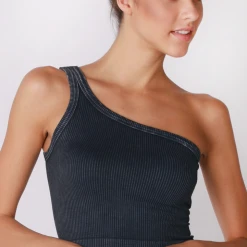 NikiBiki One Shoulder Ribbed Crop Top