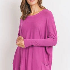 Tea N Rose Tops Boyfriend Pocket Sweater