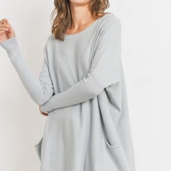 Tea N Rose Tops Boyfriend Pocket Sweater