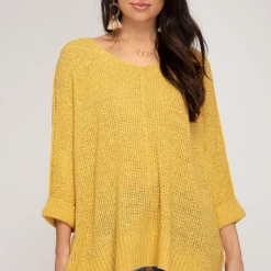 She + Sky Tops Always There Lightweight Sweater