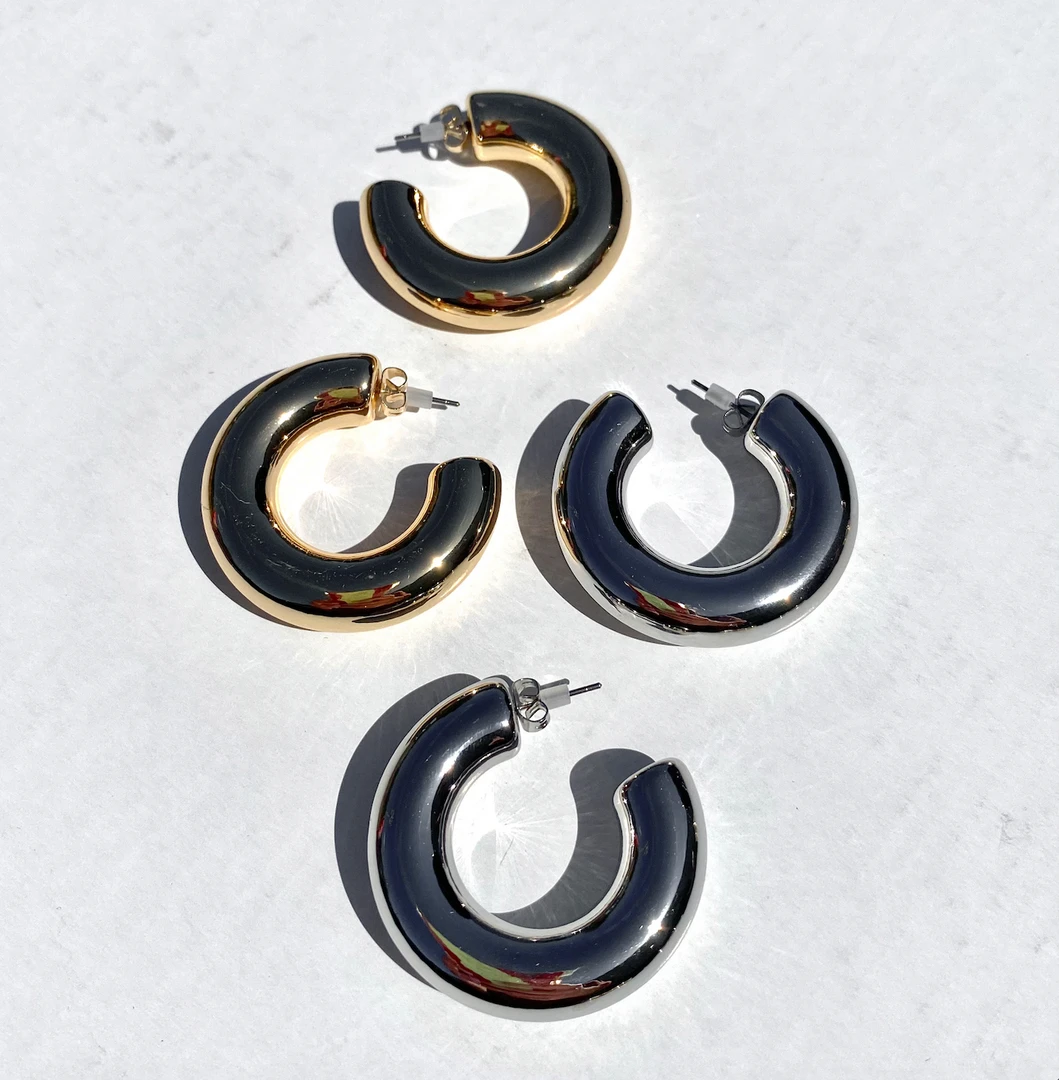 Golden Stella Swank Signature Jewelry Open Tube Hoops - Elegant Gold Earrings for Women 3 Golden Stella Swank Signature Jewelry Open Tube Hoops