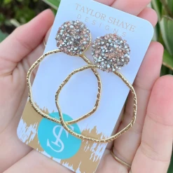 Taylor Shaye Glitter Top Hoops